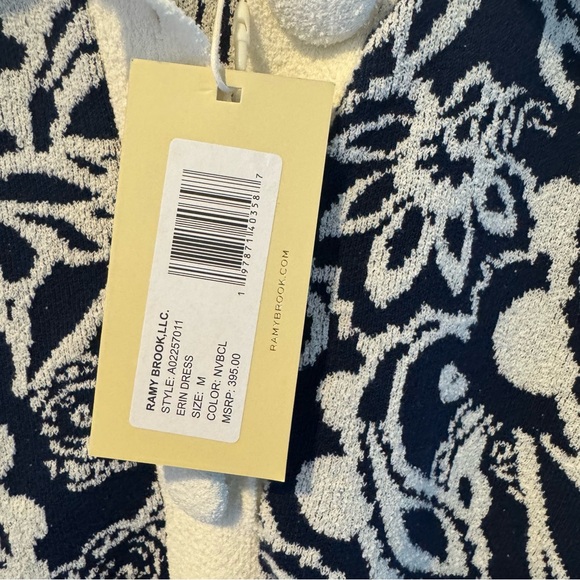 NWT Ramy Brook Erin Knit Printed Collared Blue & Cream Mini Dress | M - Picture 4 of 6